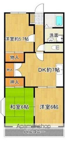 オステンハイム(3DK/3階)の間取り写真