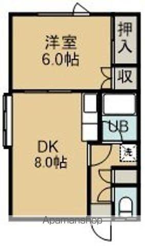 ツインジュネスⅠ(1DK/3階)の間取り写真