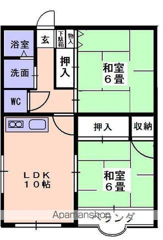 空港ハイツ(2LDK/2階)の間取り写真