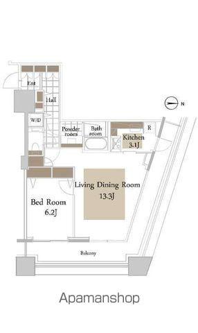 コンシェリア西新宿TOWER＇S ウエスト(1LDK/8階)の間取り写真