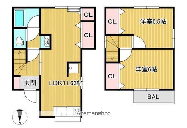 総武・中央緩行線 小岩駅 徒歩14分 2階建 築44年(2LDK)の間取り写真
