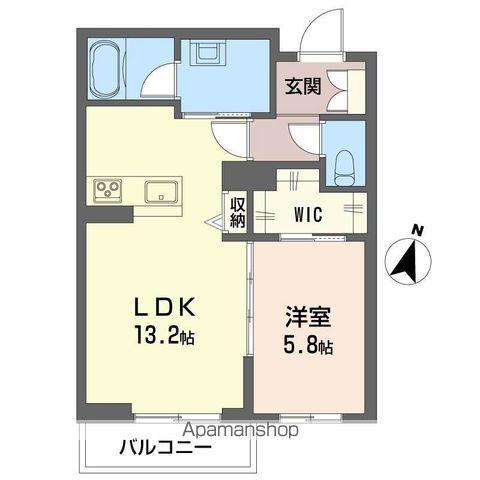 ヒュッゲ堂前(1LDK/2階)の間取り写真