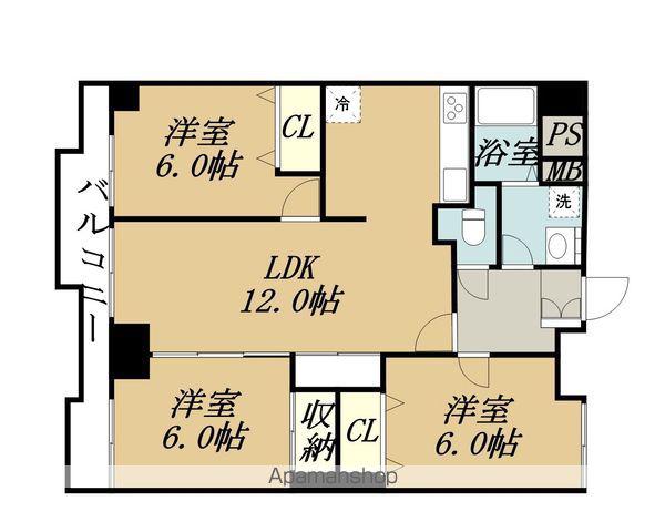INSURANCE BLDG.Ⅱ(3LDK/9階)の間取り写真