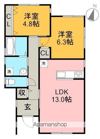 シーズ2(2LDK/1階)の間取り写真