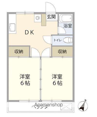 清水マンション(2DK/1階)の間取り写真