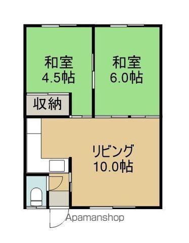 ひのき荘(2LDK/2階)の間取り写真