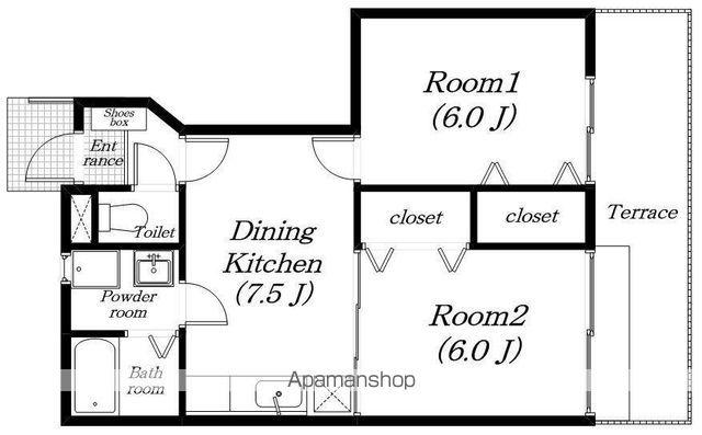 ゴールド パディーⅠ(2DK/1階)の間取り写真