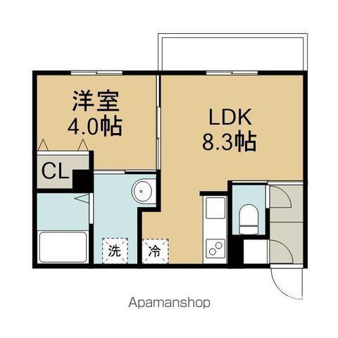 黄金北3丁目MS A棟(1LDK/2階)の間取り写真