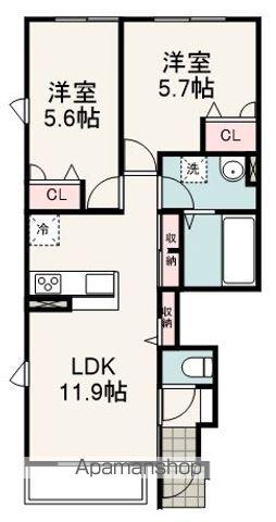 ナチューレ竜南 N棟(2LDK/1階)の間取り写真