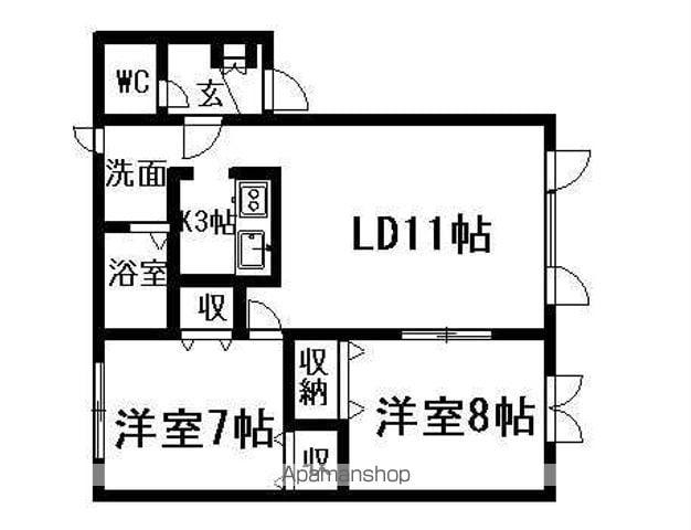 ドゥベストホーム大曲(2LDK/2階)の間取り写真