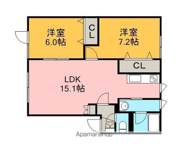 イーストパークハイツⅡ(2LDK/2階)の間取り写真