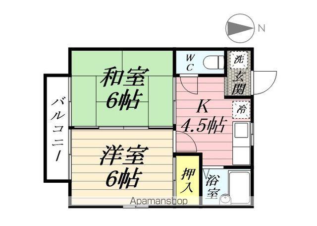 コーポウエストビレッジ(2K/2階)の間取り写真