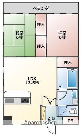 マンション輝宣(2LDK/6階)の間取り写真