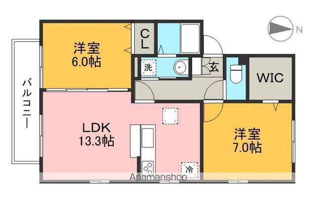 セジュール・ウィルモア(2LDK/2階)の間取り写真