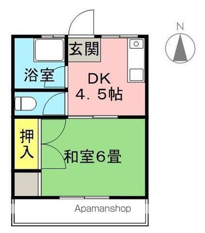 シティハイム城南E(1DK/1階)の間取り写真