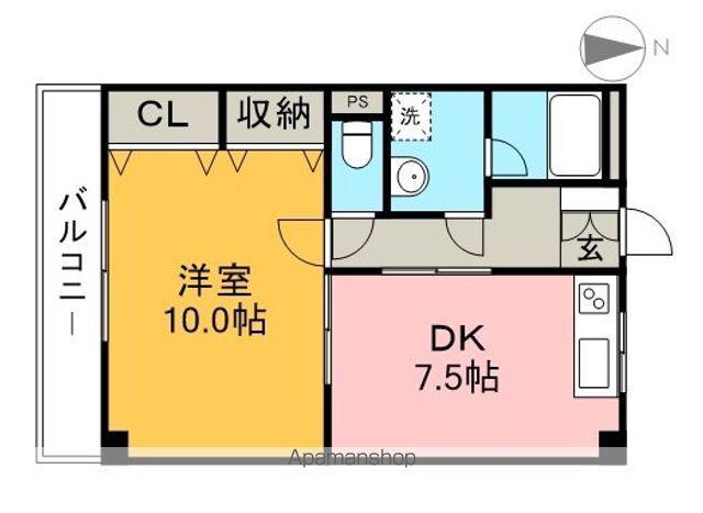 ラティス南竹島(1DK/3階)の間取り写真
