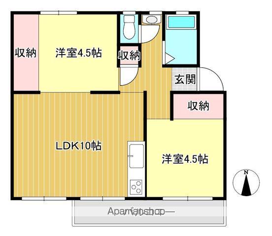 花見川団地7-4棟(2LDK/4階)の間取り写真