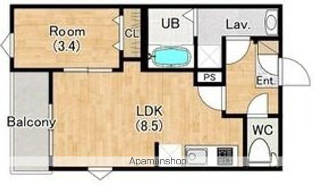 ココングランジュール豊中立花町(1LDK/1階)の間取り写真