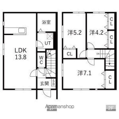 プリエール A棟(3LDK/2階)の間取り写真