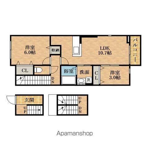 ジェントリー3(2LDK/3階)の間取り写真
