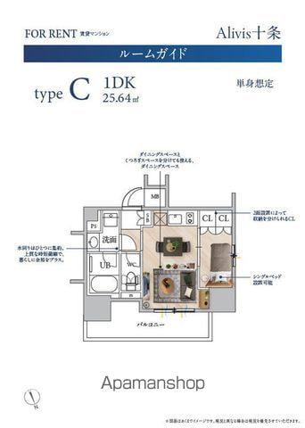 ALIVIS十条(1DK/11階)の間取り写真