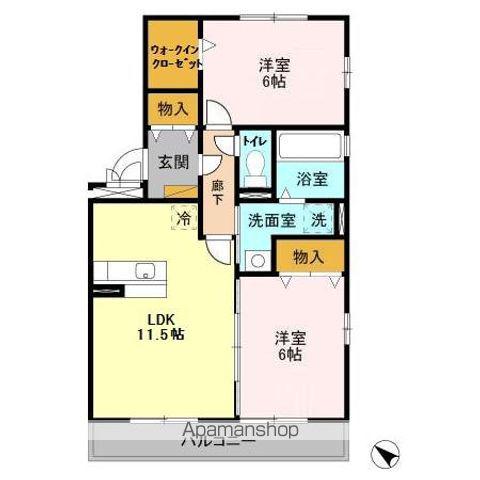 グランドソレイユA棟(2LDK/3階)の間取り写真