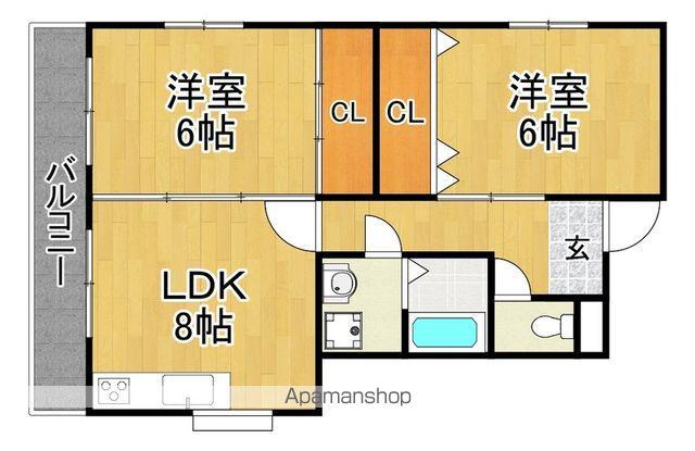 マンション藤Ⅱ(2DK/1階)の間取り写真