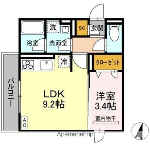 DーROOMCIX(1LDK/2階)の間取り写真