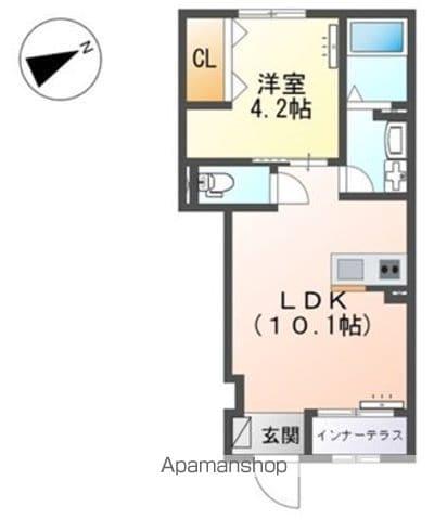 メゾン皆春(1LDK/1階)の間取り写真