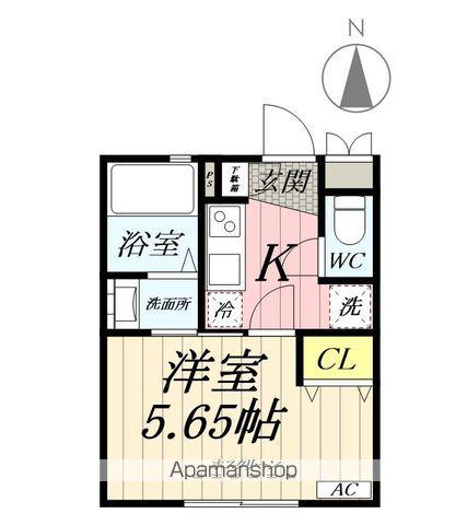 レアネス2(1K/1階)の間取り写真