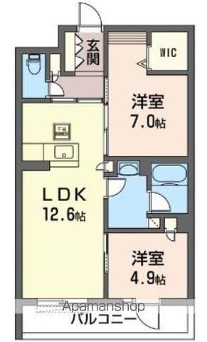 ノートル・リアンⅡ(2LDK/1階)の間取り写真