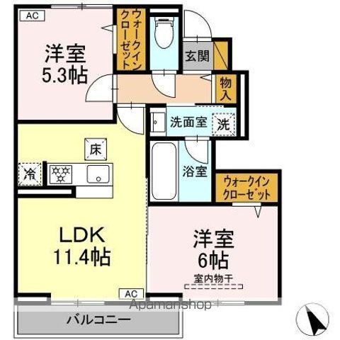 エリオス(2LDK/1階)の間取り写真