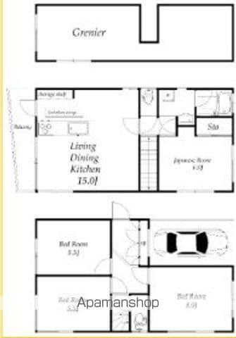 京王電鉄京王線 千歳烏山駅 徒歩13分 2階建 築32年(4LDK)の間取り写真