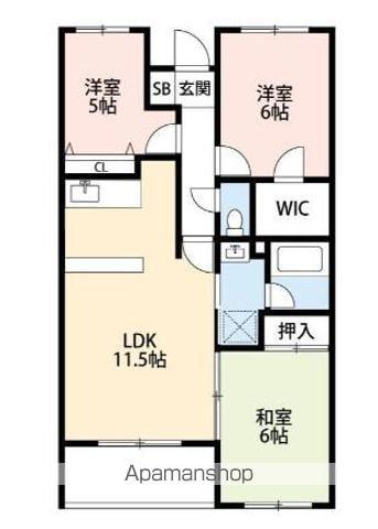 パティオス若葉(3LDK/3階)の間取り写真