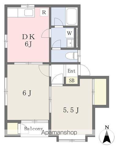 ソレアードC(2DK/1階)の間取り写真