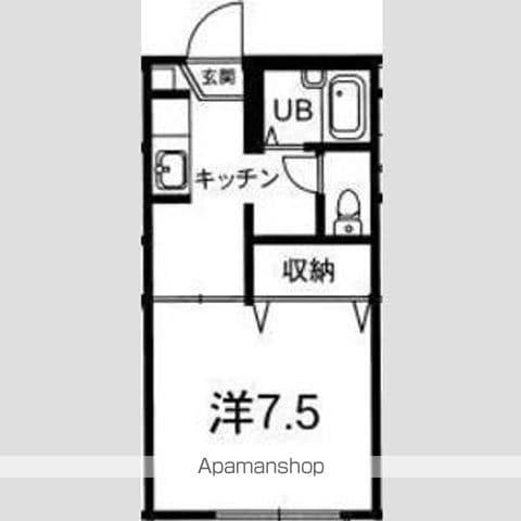 エステートA棟(1K/1階)の間取り写真