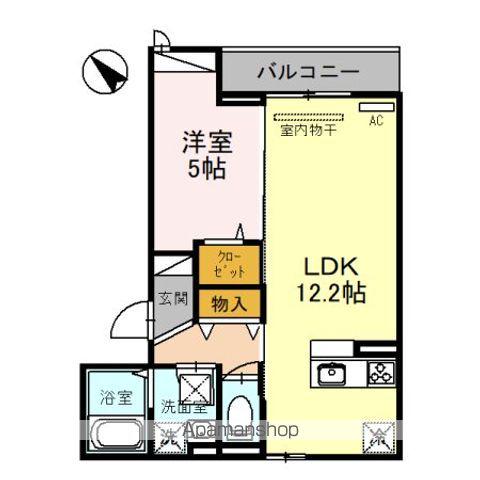 アムール旭(1LDK/1階)の間取り写真
