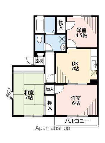 エスティーヌ津田沼Ⅱ(3DK/2階)の間取り写真