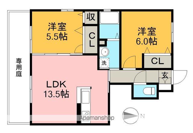 シャーメゾン中沢 B棟(2LDK/1階)の間取り写真