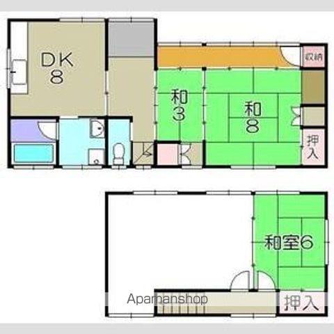 近江鉄道本線 八日市駅 徒歩42分 2階建 築35年(3DK)の間取り写真