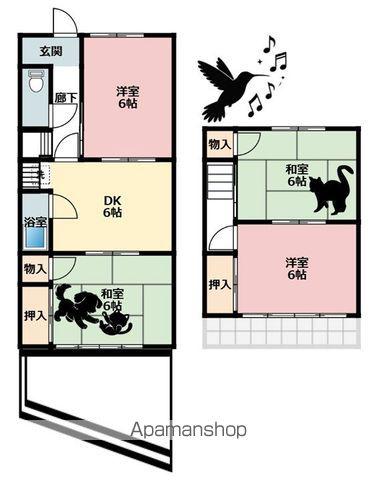 名鉄小牧線 味美駅(名鉄) 徒歩31分 2階建 築50年(4DK)の間取り写真