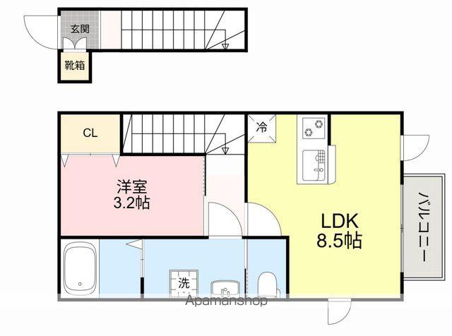 シエル宮町2(1LDK/2階)の間取り写真