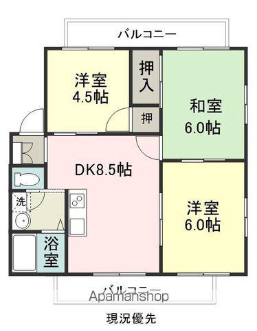 オリーブハウス万能倉A(3DK/2階)の間取り写真
