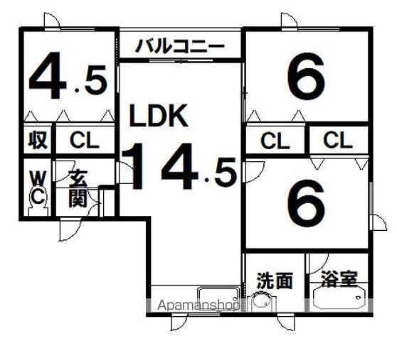 西２４南３上下二戸借家Ｅ(3LDK)の間取り写真