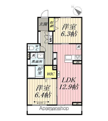 LA・CRESCENT(2LDK/3階)の間取り写真