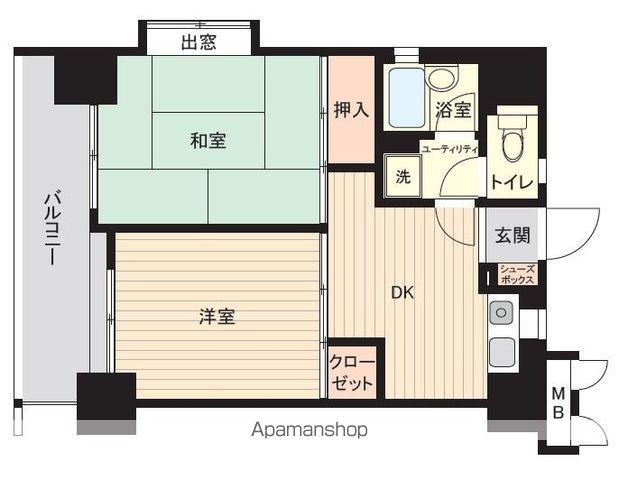 ダイナコート天神南(2DK/8階)の間取り写真