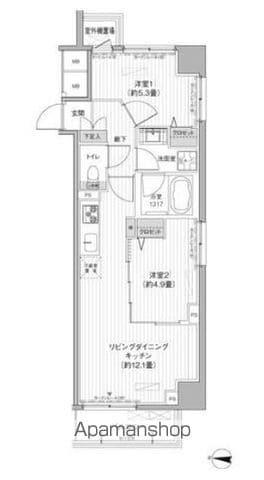 関寅ビル第10(2LDK/3階)の間取り写真