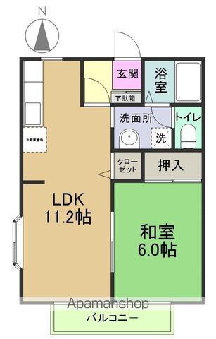 ビバリー大館A棟(1LDK/1階)の間取り写真