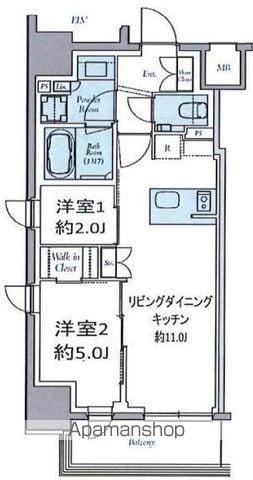 クレストコート東中野(2LDK/4階)の間取り写真