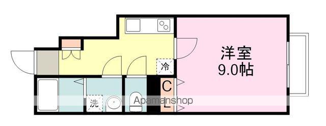 アスコット台原B棟(1K/1階)の間取り写真